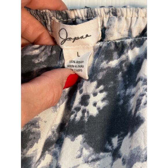 Japna Blue Floral Tie Dye Boho Strapless Smocked Flowy Maxi Dress Size Large - Picture 6 of 9